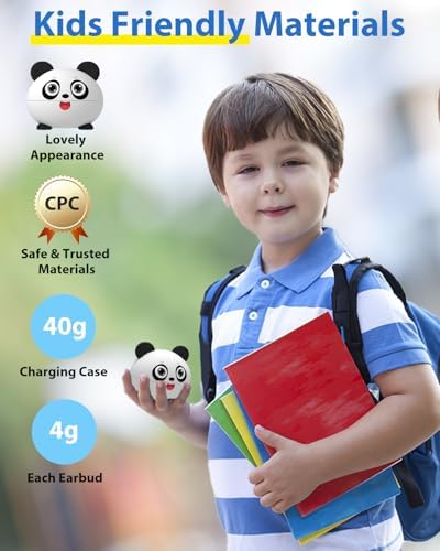 Kids Bluetooth Earbuds with 85 d B Safe Volume – Waterproof Touch Control Headphones for Young Audiophiles | Built-in Mic, Portable Charging Case | Perfect for School, Travel & Home Use | Stylish Fox Design for Boys and Girls, Compatible with Phones, Tablets & Kindles