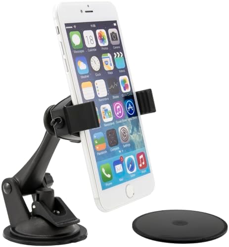 Unleash Driving Efficiency with ARKON Mounts Mobile Grip 2 Phone Car Suction Mount – Advanced 360° Adjustable Holder for i Phone, Samsung, Google, and Huawei | Robust Suction Power for Optimal Stability | Hands-Free GPS Accessory for Safe Navigation and Seamless Connectivity