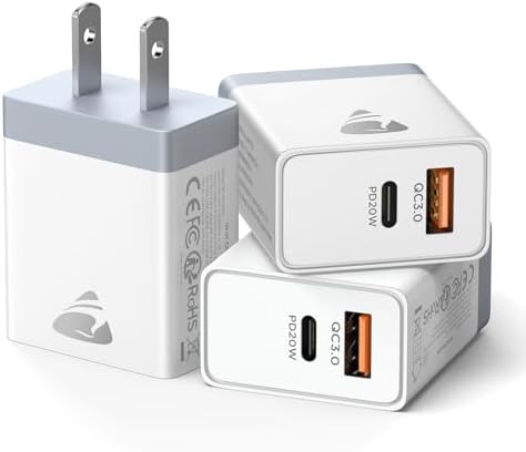 Aioneus 40 W USB C Fast Charging Block – 4-Port Dual PD & QC Wall Charger for i Phone 11-16, i Pad & Samsung Devices – Compact, High-Performance Power Adapter with Enhanced Safety Features for Home & Travel