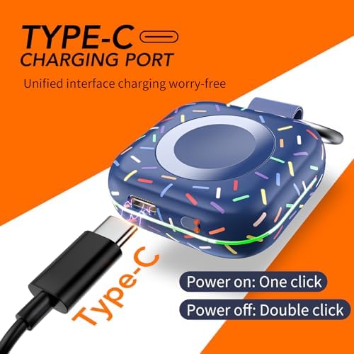 HUOTO Compact Magnetic Wireless Charger for Apple Watch – 1200 m Ah Portable Power Bank Keychain, Compatible with Series 10/9/8/Ultra 2/Ultra/7/6/5/4/3/2/SE, Ideal Travel Accessory for Effortless Charging On-the-Go