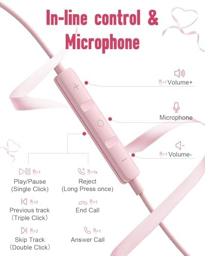 Premium Pink USB-C Earbuds for i Phone 15/16 Pro Max & Samsung Galaxy S21-S24 Ultra – Hi-Fi Stereo Wired Headphones with Hands-Free Microphone, On-the-Go Volume Control & Ergonomic Magnetic Design for Ultimate Comfort and Style