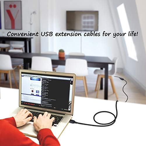 Costyle USB Extension Cable 15 ft – 2 Pack, Premium USB 2.0 A Male to A Female Extension Cord for Enhanced Device Connectivity, Ideal for Mouse, Keyboard, Camera, Printer – Sleek White Design for Modern Workspaces and Home Entertainment
