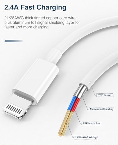 Premium 10 ft Lightning Charger Cable 2 Pack for i Phone and i Pad – Apple MFi Certified, Fast Charging, Durable Design for Enhanced Connectivity with i Phone 14/13/12/11 Pro Max SE XR XS X 8 7 6 – Perfect for Home, Office & On-the-Go Use