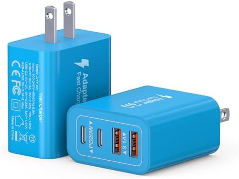 40 W USB C Charger Block 2-Pack – 4-Port Type C Fast Charging Adapter with Dual PD & QC Technology for i Phone, i Pad, Air Pods, i Watch, and Samsung Galaxy – Ultimate Multi-Device Power Solution for Home and Travel, Enhanced Speed & Compatibility