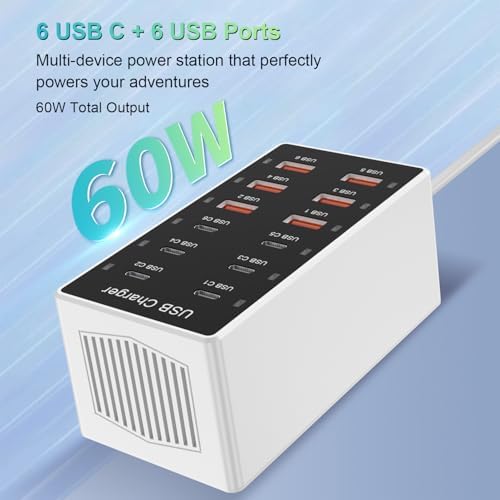 High-Efficiency 12-Port USB Charging Hub – Rapid 60 W Smart Dock for i Phone, i Pad, Galaxy and More – Ultimate Multi-Device Power Station for Home & Office with Advanced Safety Features – Streamline Your Charging Experience
