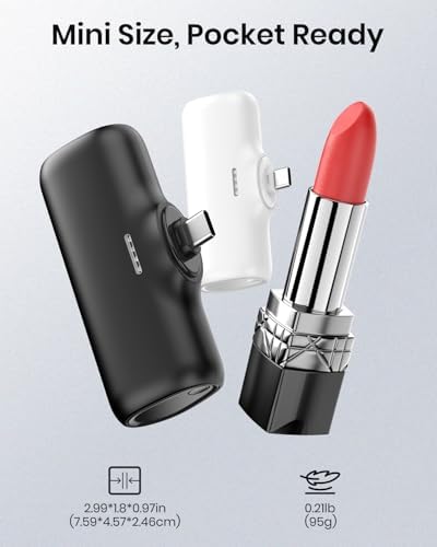 Ultra-Compact 5000 m Ah Dual Pack Mini Power Bank – 15 W Fast Charging USB-C Charger for i Phone 16/15, Galaxy & Android Devices – Essential Lightweight Travel Companion for Reliable On-the-Go Power