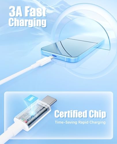 6 Pack MFi Certified 3 FT i Phone Car Charger Cords – High-Speed USB-A to Lightning Charging Cables for i Phone 14/13/12/11 Pro Max/XS/XR/X/8/7 Plus – Durable, Flexible, and Perfect for On-the-Go Charging