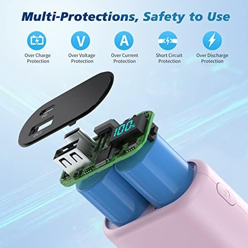 Compact 10800 m Ah Portable Charger with Built-in USB-C Cable – Fast PD 3 A Power Bank for Samsung Galaxy S22/S21, Note, Moto, and LG – LCD Display for Real-Time Battery Monitoring – Ultimate Solution for Mobile Charging Needs