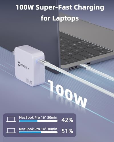 Ultimate PAEBAI+ 100 W USB-C Ga N Fast Charger: Compact, Foldable Wall Adapter for Mac Book Pro, i Phone 15/16, and Diverse USB-C Devices – 6.6 ft Durable Type-C Cable for Rapid Charging – Unmatched Versatility and Safety Features for Efficient On-the-Go Power Solutions