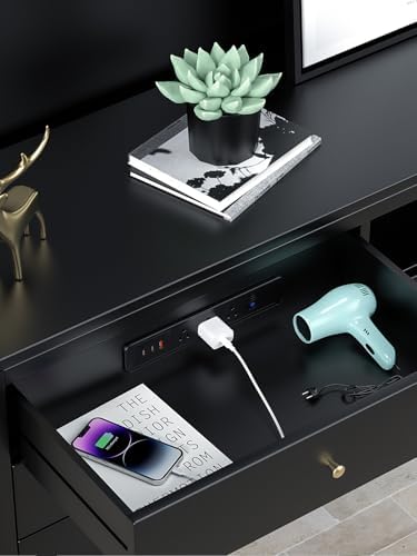 Recessed USB C Power Strip with 65 W Fast Charging – Sleek Desk-Mounted Outlet Kit Featuring 3 AC Outlets and 6 ft Flat Plug Cable for Organized Home, Office & Kitchen Spaces – Ultimate Surge Protector and Space-Saving Charging Solution