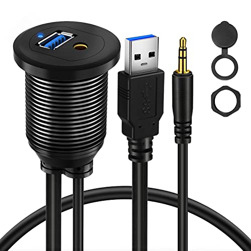 BATIGE Type C USB 3.0 Flush Mount Extension Cable – 3 ft Alloy Shell Car, Truck & Motorcycle Dashboard USB Port with LED Indicator for Enhanced Durability and Seamless Connectivity