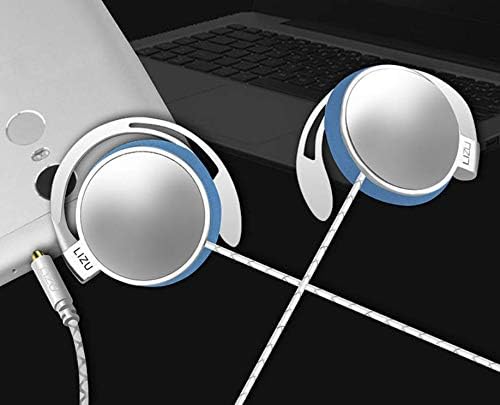 C-YOUNG Secure Fit Clip-On Earphones – Premium Over-Ear Stereo Headphones for Intense Workouts, Compatible with i Phone & Android – Lightweight, Sweat-Resistant with Built-in Microphone for Hands-Free Calls, Stylish Blue Design for Active Lifestyles
