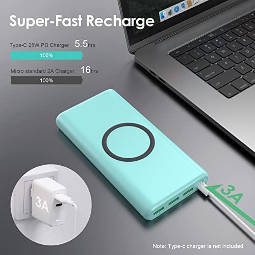 Ultra-High Capacity Wireless Portable Power Bank – 33,800 m Ah with 15 W Fast Wireless Charging & 25 W PD QC 4.0 – Versatile Dual Input & 5 Output Ports – Ideal for i Phone 16/15/14/13/12 & Android Devices – Essential Travel Companion with Enhanced Speed and Durability