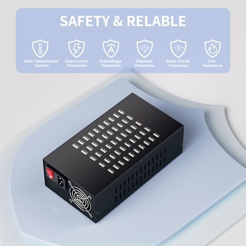 Ultra-Powerful 50-Port USB Charging Station – 200 W Fast Charge Hub with Smart IC Protection for High-Demand Environments, Perfect for Hotels, Schools, Offices & Retail Spaces – Universal Compatibility for All Devices