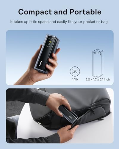Baseus 20800 m Ah 145 W Multi-Device Power Bank – Rapid Charging Hub with 4 Ports & Smart Digital Display for Mac Book, i Phone, Samsung, Dell & Steam Deck – Ultimate Portable Charger for Professionals & Gamers on the Move