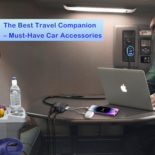 Dual Socket 12 V Car Cigarette Lighter Splitter with PD 65 W Fast Charging Port – 300 W Multi-Port USB Charger and Voltage Monitor for Enhanced Device Compatibility and Safety Features – Perfect for Road Trips and Daily Commuting