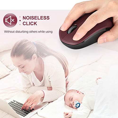 Light Blue Wireless Mouse – Ultra-Quiet 2.4 GHz Noiseless Computer Mouse with USB Receiver for Seamless Windows Experience – Portable, Ergonomic Design for Home, Office, or Travel