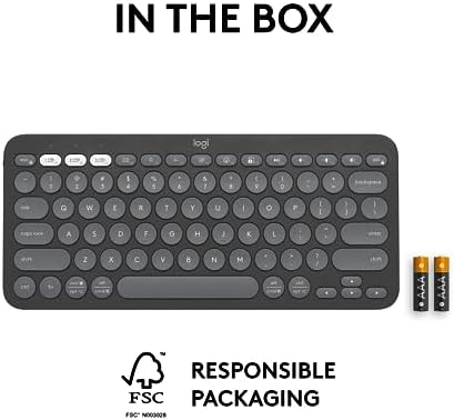 Logitech Pebble Keys 2 K380 s: Versatile Multi-Device Bluetooth Wireless Keyboard with Customizable Shortcuts, Slim & Portable Design for Ultimate Productivity Across Windows, mac OS, i Pad OS, Android, and Chrome OS – Tonal Graphite Finish for Style and Comfort
