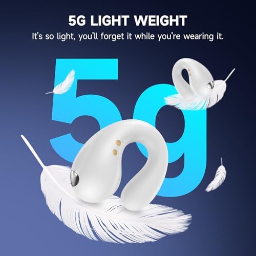 Advanced Bluetooth 5.3 Open Ear Bone Conduction Earbuds – Ultra-Lightweight Sport Headphones with 36-Hour Playtime, IPX7 Waterproof Rating, and Secure Clip-On Design for Optimal Comfort and Awareness During Workouts – Effortless Wireless Connectivity and Exceptional Sound Quality for Active Individuals