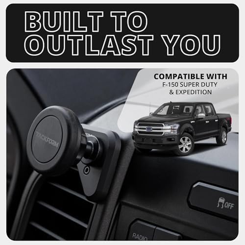 Elevate Your Ford Driving Experience with the Tackform Link Vent Mount Universal Magnetic Phone Holder – Precision Engineered for 2015-2020 Ford F-150, 2017-2021 Super Duty, and 2018-2021 Expedition | Sturdy Aluminum Base, User-Friendly Short Reach Design | Maximizes Device Accessibility While Ensuring a Secure Magnetic Grip – Not Compatible with Mag Safe for Enhanced Performance
