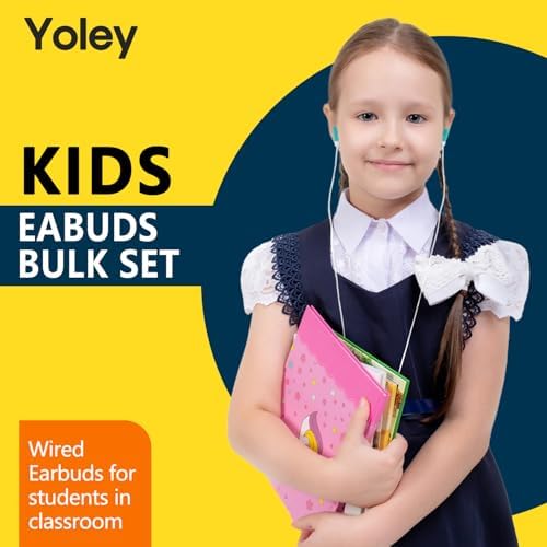 Bulk Earbud Headphones 50-Pack – Premium Wired Earphones for Classrooms & Group Learning, Exceptional Durability & Sound Quality, Perfect for Kids, Teens & Adults – Versatile Comfort for Family Activities & Educational Use (Black)