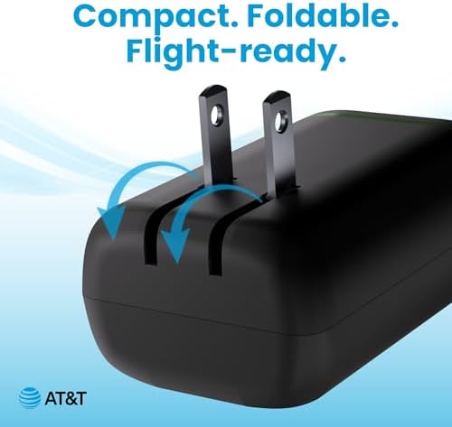 AT&T 40 W USB-C Fast Charging Wall Adapter – Ultimate Travel Companion with Foldable Prongs for i Phone, i Pad, Samsung Galaxy, Google Pixel & More – Universal Compatibility for Rapid Power Delivery Anytime, Anywhere