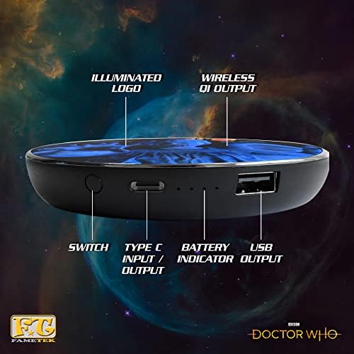 Power Your Devices with Doctor Who Weeping Angel Wireless Charger – Illuminating Portable Power Bank with Backup Battery, Qi Compatibility, and Unique Sci-Fi Design – Ideal for Whovians and Tech Lovers – Versatile Charging for All Your Gadgets