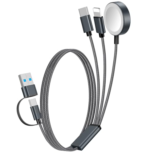 Ultimate 2-Pack Fast Charging Cable Set: Versatile USB A/Type C/Lightning Cables for Quick Charging of Apple Watch & i Phone, 4 FT Length for Seamless Travel Compatibility with i Phone 11-16, i Pad, Apple Watch Ultra & SE, Durable Multi-Device Solution for Enhanced Power Efficiency and Convenience