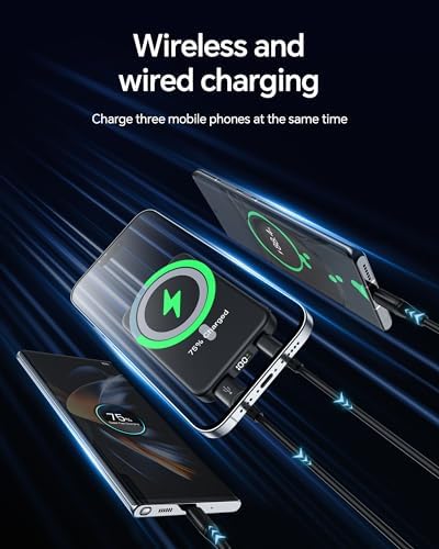 Sleek Magnetic Wireless Power Bank 10000 m Ah – Ultra-Fast Charging with USB-C PD 22.5 W for i Phone 16/15/14/13/12/11 – Lightweight Battery Pack with LED Display, Ideal for Mag Safe and On-the-Go Convenience