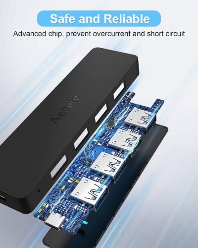 Ultra-Slim 4-Port USB 3.0 Hub with 2 ft Extended Cable – High-Speed Data Transfer for Mac Books, PCs, and More – Compact USB Expander for Enhanced Connectivity, Ideal for On-the-Go Professionals and Home Offices