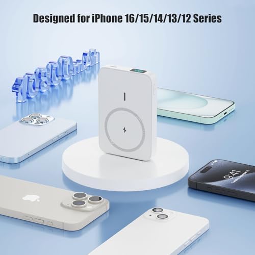Advanced Magnetic Wireless Power Bank – 10800 m Ah Portable Charger with Foldable Stand, LED Battery Indicator, and 25 W Fast Charging for i Phone 16/15/14/13/12 Pro/Pro Max/Plus – Ultimate Compatibility and Convenience