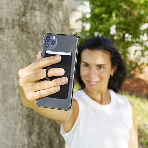 Gecko Universal Phone Ring Wallet – 360° Swivel Grip with Strong Adhesive for Credit Cards and Cash – Enhanced Stability and Comfort for Selfies, Videos, and Everyday Use – Compatible with All Cell Phone Models – Durable, Magnetic Mount Ready – Gray Finish – 90-Day Satisfaction Guarantee