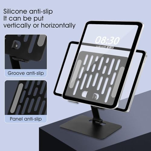 Versatile Adjustable Metal Tablet Stand – Foldable Height-Adjustable Holder for Tablets Up to 12 Inches, Perfect for i Pads and More – Sleek Black Finish for Ultimate Style and Stability in Any Workspace