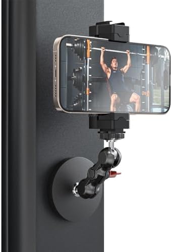 Ultimate Heavy-Duty Gym Magnetic Phone Mount Holder – Secure Clamp for i Phone 16/15/14/13/12 Pro Max & Universal Smartphones – 360-Degree Rotation for Enhanced Workout Efficiency and Hands-Free Access – Durable Magnetic Grip for Fitness Enthusiasts