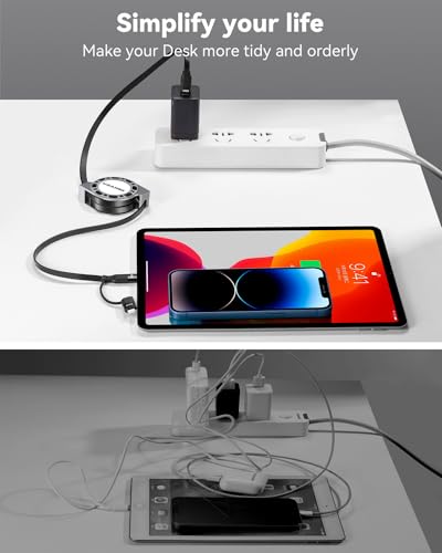 Dual-Purpose 60 W Fast-Charging Retractable USB-C to Lightning/Type-C Cable Set – 4 ft Length, 2-Pack for i Phone 13/14/15/16 Pro Max, i Pads & Samsung Devices – Ultimate Convenience and Durability for Everyday Use