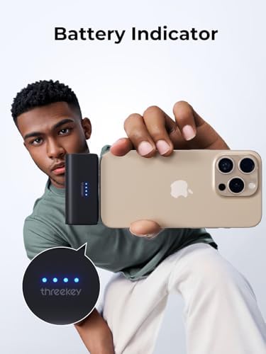 THREEKEY Portable Power Bank 5000 m Ah with 20 W PD Fast Charging – Travel-Friendly Charger for i Phone 16/15, Samsung Galaxy, i Pad Air/Pro & Google Pixel – Includes 30 W Ga N Wall Charger for Enhanced Charging Speed and Compatibility