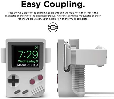 elago W5 Apple Watch Charging Stand – Premium Vintage Dock for i Watch Series 1-10 (38 mm to 46 mm) – Enhanced Stability and Seamless Notification Access for Smartwatch Users – Sleek Minimalist Design for Home and Office