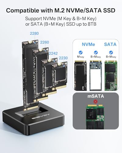 Ultra-Fast ACASIS NVMe SSD Reader Docking Station – Sleek Aluminum Alloy Enclosure for 10 Gbps Data Transfer, Compatible with M.2 NVMe (M Key) and SATA (B+M Key) SSDs – Optimal Heat Dissipation and Portability for Professionals and Tech Enthusiasts – Effortless Plug-and-Play Setup for Enhanced Storage Solutions