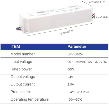 High-Performance 60 W 24 V LED Driver – LPV-60-24 by Ferro Fab MEAN WELL – Reliable Switching Power Supply for Optimal LED Lighting Efficiency and Safety Features