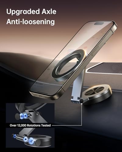 SYNCWIRE Mag Safe Car Mount – Ultimate 360° Rotating Magnetic Phone Holder for All Smartphones, Adjustable Metal Arm for Custom Positioning, Ultra-Strong Magnet for Secure Dash Installation, Perfect Companion for i Phone 16, 15, 14, 13 Pro Max – Elevate Your Driving Experience with Seamless Accessibility and Stability