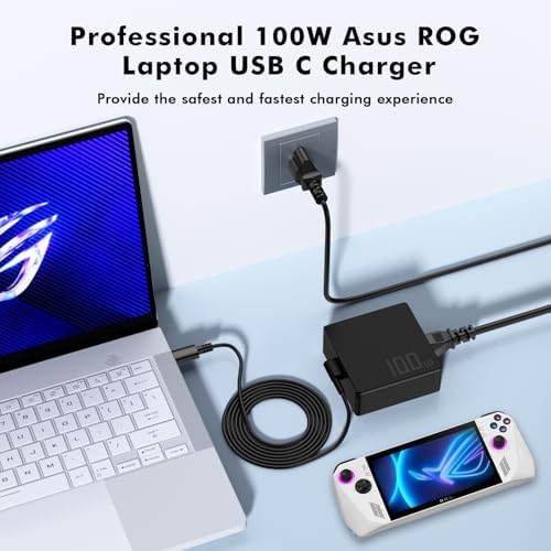 Maximize Your Efficiency with the 100 W & 65 W USB C Charger for Asus Devices – Fast Power Adapter for ROG Ally X, Flow X13, Zen Book Duo & More – Lightweight, Versatile & Safe Charging Solution for Gamers and Professionals on the Go