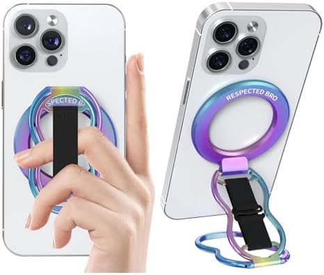 Elevate Your Smartphone Experience with RESPECTED-BRO 4-in-1 Magnetic Phone Grip Stand – Ultimate Kickstand, Secure Finger Strap, and Universal Compatibility for i Phone & Android (Silver) – Perfect for Hands-Free Convenience and Enhanced Usability