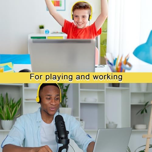 Yunsailing 30-Pack Classroom Headphones – Lightweight & Durable On-Ear Headsets with 3.5 mm Jack for Engaging Learning – Cheerful Light Yellow Color for Students and Teachers in Educational Settings