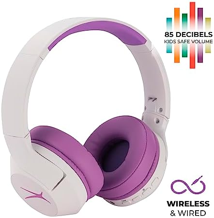 Altec Lansing Kid-Safe Wireless Headphones – Active Noise Cancellation for Children Aged 7+, 85 d B Volume Limiting, 15-Hour Battery Life, Ergonomic Foldable Design for Ultimate Comfort and Safety in Music, Movies, and Gaming