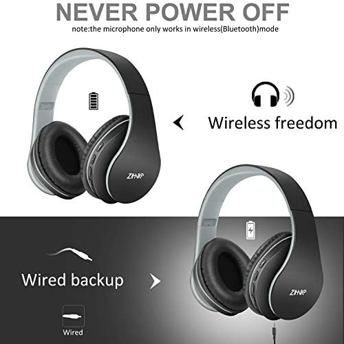 ZIHNIC Bluetooth Over-Ear Headphones – Premium Foldable, Noise-Cancelling Wireless & Wired Headset with Micro SD/TF Card Support and FM Radio – Lightweight Comfort & Superior Sound Quality for Uninterrupted Listening on Mobile Devices and PCs (Black)