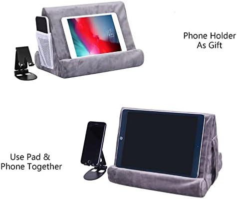 Ultimate Comfort Multi-Angle Tablet Holder and Phone Stand Set – Lightweight and Sturdy Design with Storage Pocket – Ergonomic Cushion for Enhanced Stability and Versatile Use – Modern Black and Light Green Aesthetic for Stylish Workspaces and On-the-Go Convenience