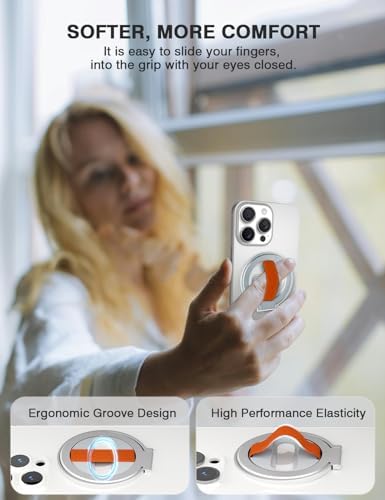 Revolutionary Grat 2 Magnetic Phone Grip Kickstand with Elastic Finger Strap – Ultimate Dual-Sided Magnet Ring for i Phone 16, 15, 14, 13, 12 Pro Max – Secure, Stylish, and Versatile Phone Accessory in Sleek Silver for Enhanced Usability and Hands-Free Experience