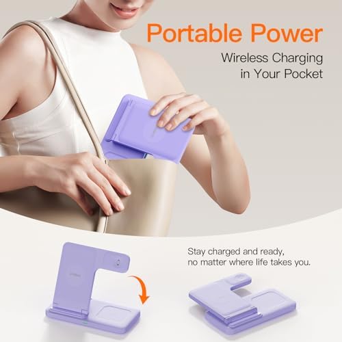 3-in-1 Wireless Charging Station for Apple Devices – 15 W Fast Charger Stand for i Phone 16/15/14/13/12/11, Apple Watch, and Air Pods – Convenient Portable Design with Enhanced Compatibility and Safety Features for Home and Travel – Perfect Gift for Tech Enthusiasts