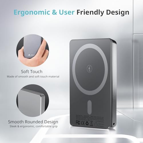 Ultra-Slim Magnetic Wireless Power Bank for i Phone 16/15/14 Series – 5000 m Ah Portable Charger with 20 W PD Fast Charging, Strong Magnet Attachment, Dual Charging Modes & Safety Features, Perfect Travel Companion for On-the-Go Power