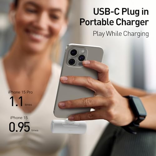 Ultimate 4,500 m Ah Portable Power Bank for i Phone 15/16 and Samsung S22/S23/S24 – Compact, Built-in USB C Charger for Fast On-the-Go Charging – Essential Travel Accessory for i Phone and Android Devices, Sleek Black Design